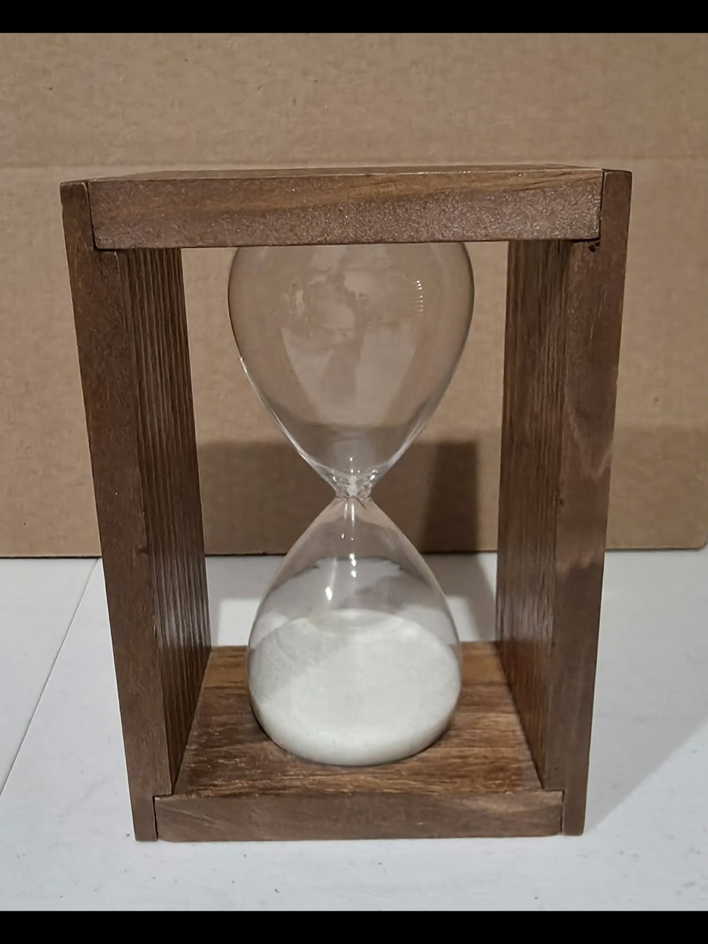 Wood Frame Hourglass with White Sand